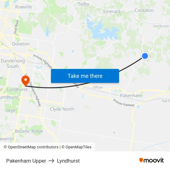 Pakenham Upper to Lyndhurst map