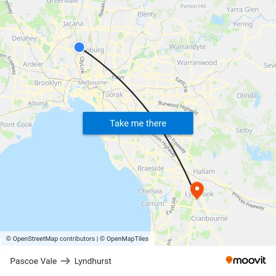 Pascoe Vale to Lyndhurst map