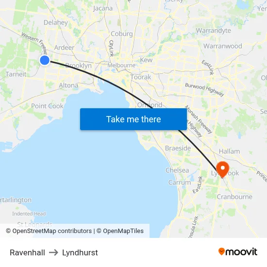 Ravenhall to Lyndhurst map