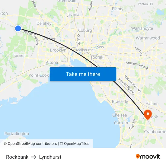 Rockbank to Lyndhurst map