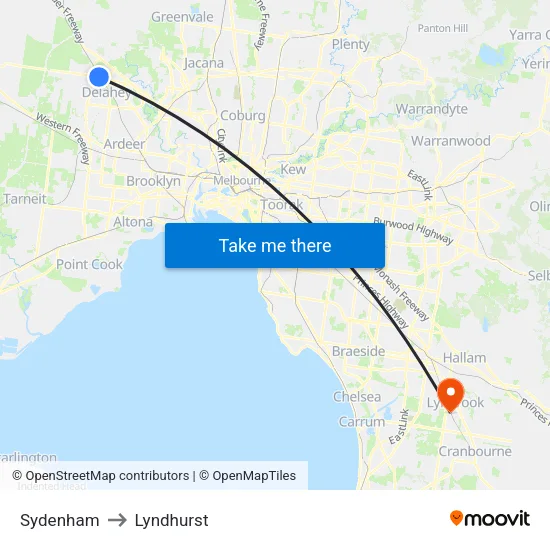 Sydenham to Lyndhurst map