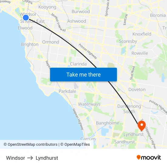 Windsor to Lyndhurst map