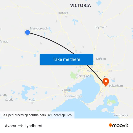 Avoca to Lyndhurst map