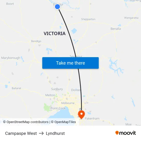 Campaspe West to Lyndhurst map