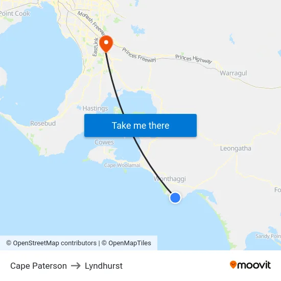 Cape Paterson to Lyndhurst map