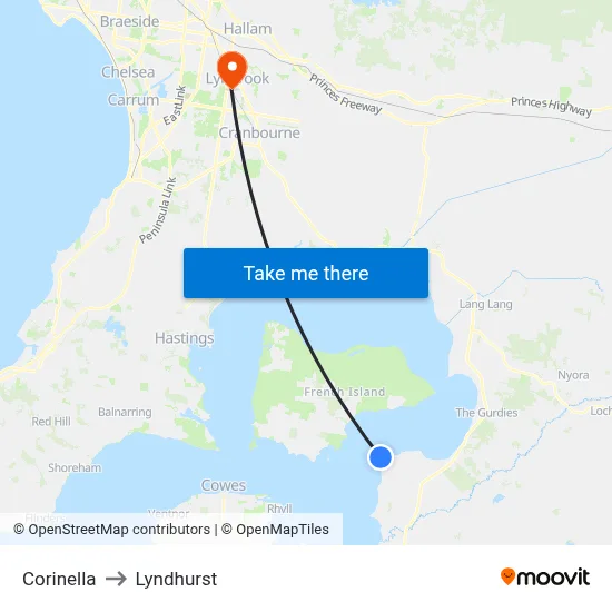 Corinella to Lyndhurst map