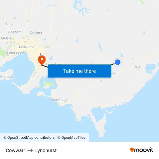 Cowwarr to Lyndhurst map