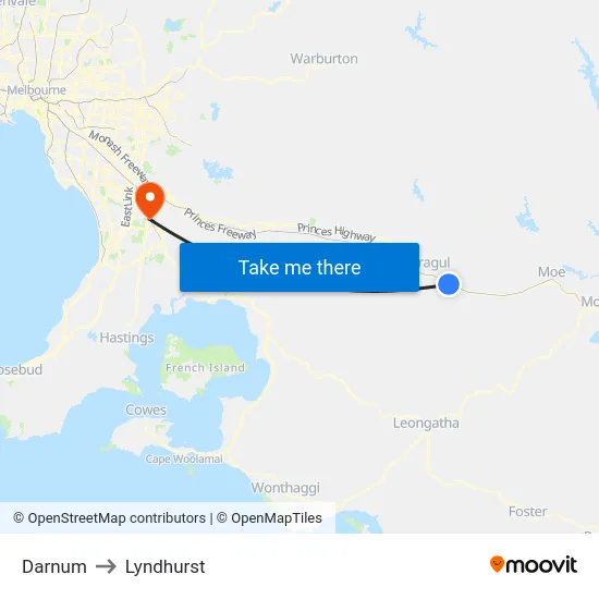 Darnum to Lyndhurst map
