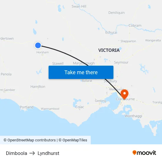 Dimboola to Lyndhurst map