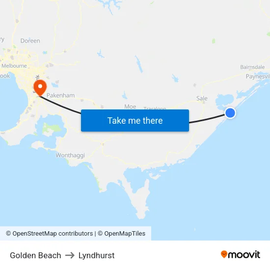 Golden Beach to Lyndhurst map