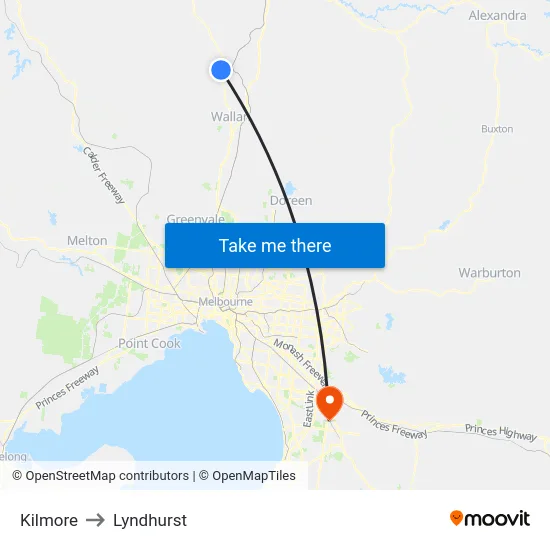 Kilmore to Lyndhurst map