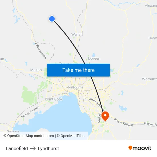 Lancefield to Lyndhurst map