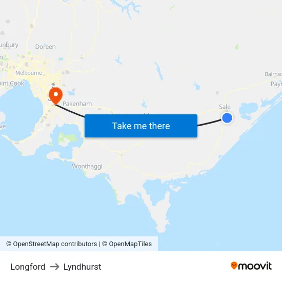 Longford to Lyndhurst map