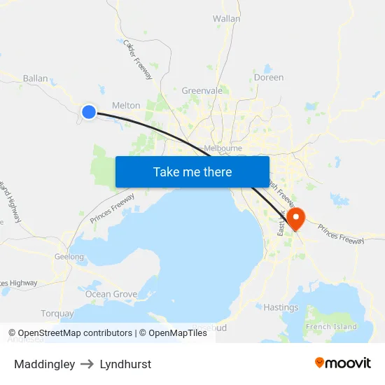 Maddingley to Lyndhurst map