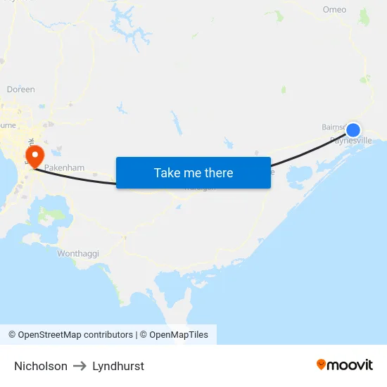 Nicholson to Lyndhurst map