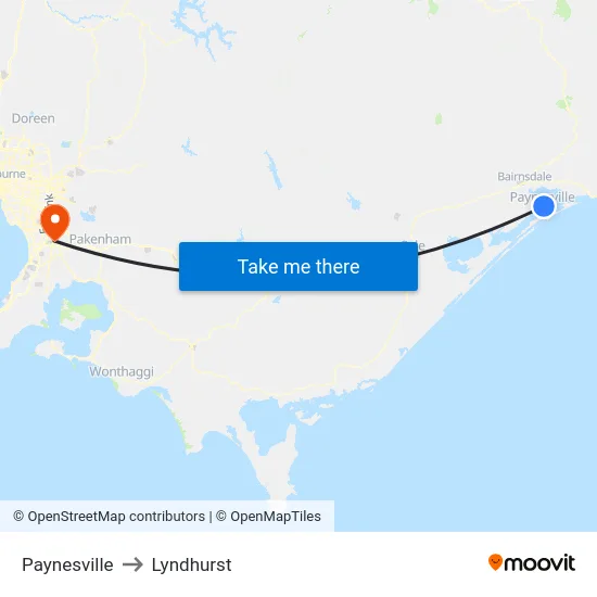 Paynesville to Lyndhurst map