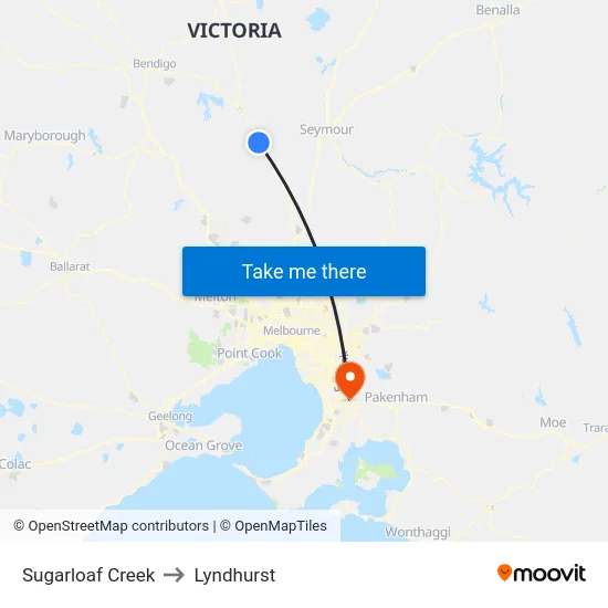 Sugarloaf Creek to Lyndhurst map