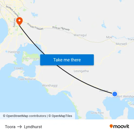 Toora to Lyndhurst map