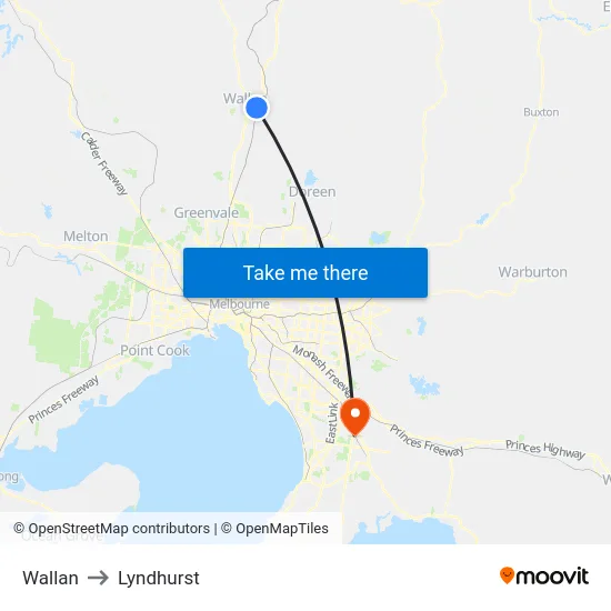 Wallan to Lyndhurst map