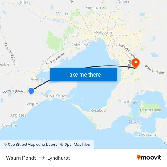 Waurn Ponds to Lyndhurst map