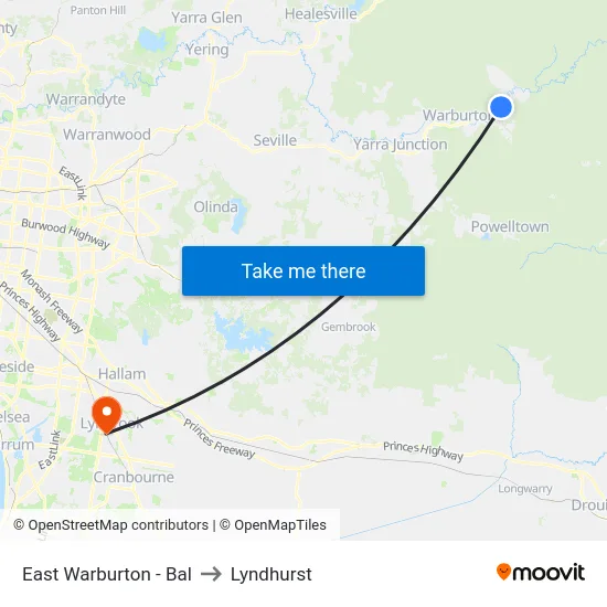 East Warburton - Bal to Lyndhurst map