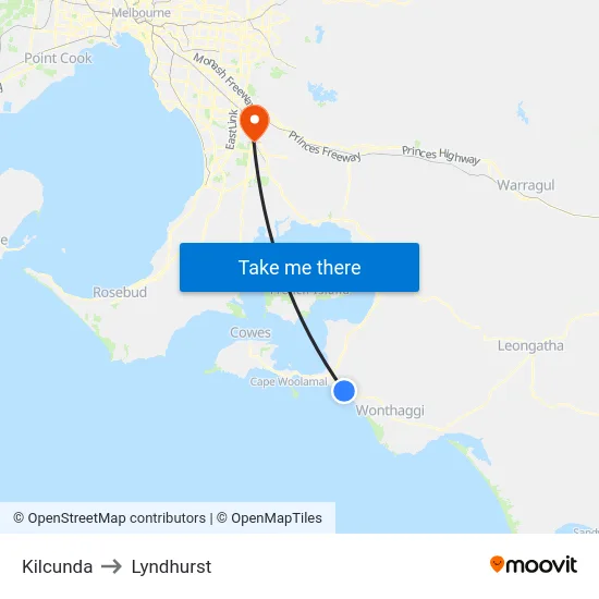 Kilcunda to Lyndhurst map