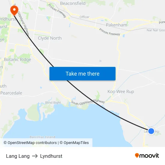 Lang Lang to Lyndhurst map