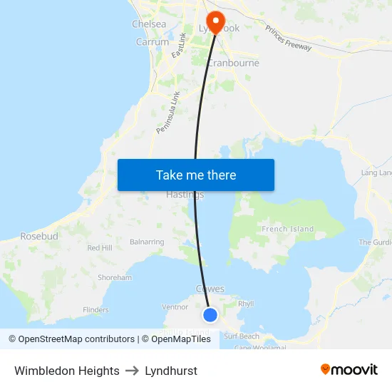 Wimbledon Heights to Lyndhurst map