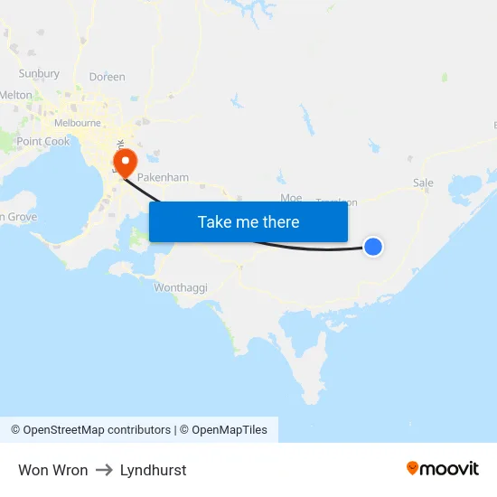 Won Wron to Lyndhurst map