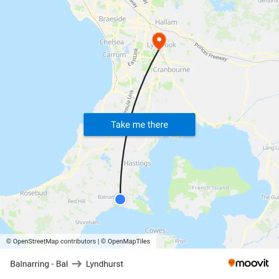 Balnarring - Bal to Lyndhurst map