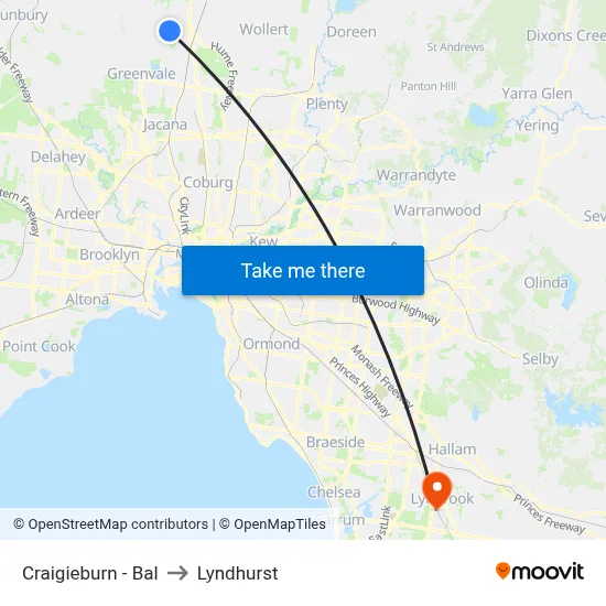 Craigieburn - Bal to Lyndhurst map