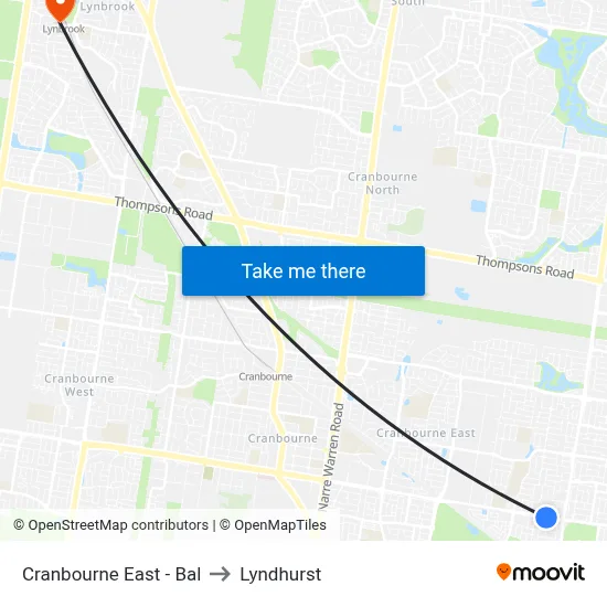 Cranbourne East - Bal to Lyndhurst map