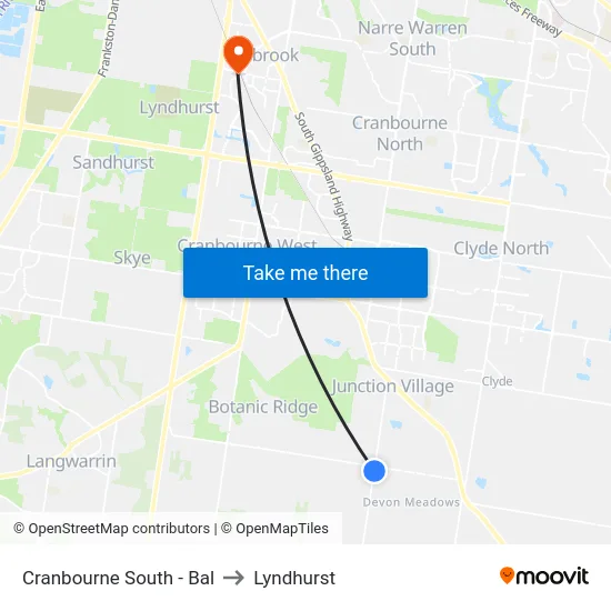 Cranbourne South - Bal to Lyndhurst map