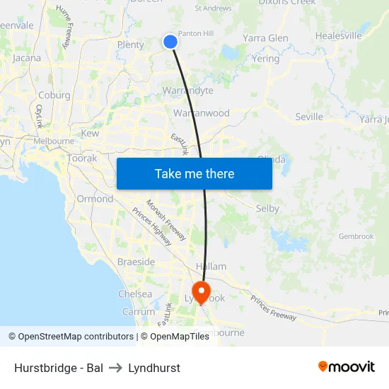 Hurstbridge - Bal to Lyndhurst map