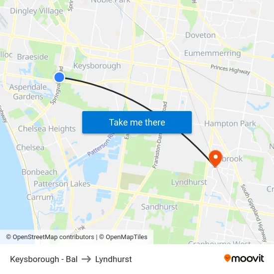 Keysborough - Bal to Lyndhurst map