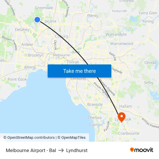 Melbourne Airport - Bal to Lyndhurst map