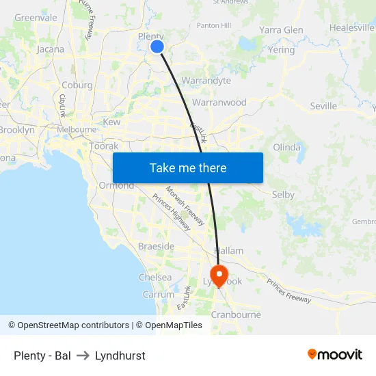 Plenty - Bal to Lyndhurst map