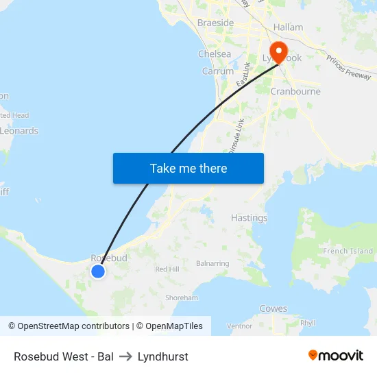 Rosebud West - Bal to Lyndhurst map