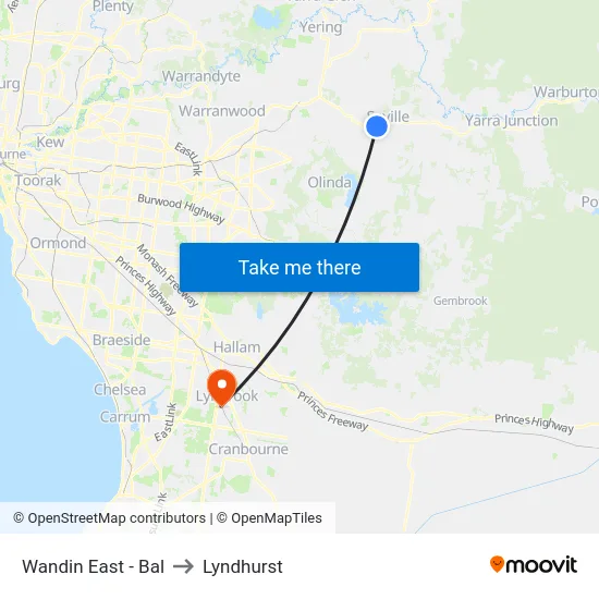 Wandin East - Bal to Lyndhurst map