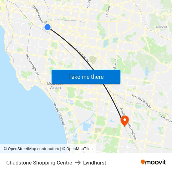 Chadstone Shopping Centre to Lyndhurst map