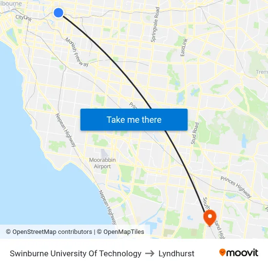 Swinburne University Of Technology to Lyndhurst map