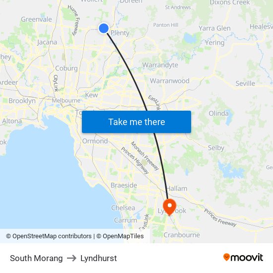 South Morang to Lyndhurst map