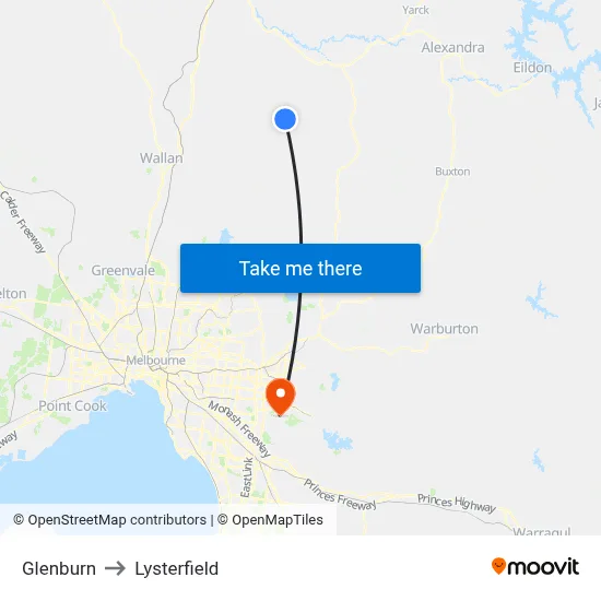 Glenburn to Lysterfield map