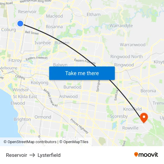 Reservoir to Lysterfield map