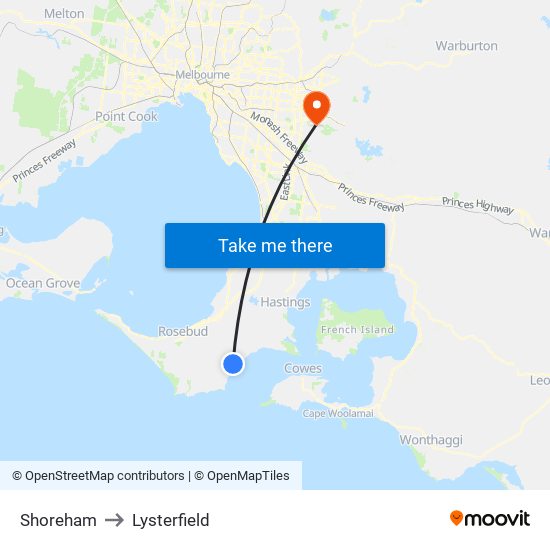 Shoreham to Lysterfield map