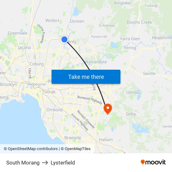 South Morang to Lysterfield map