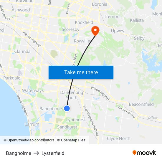 Bangholme to Lysterfield map