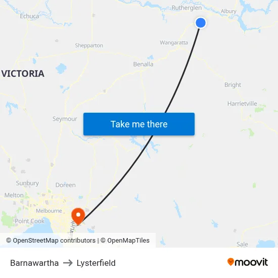 Barnawartha to Lysterfield map