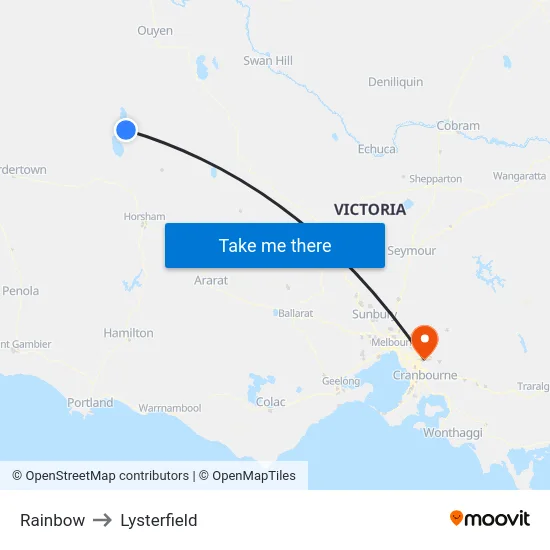 Rainbow to Lysterfield map