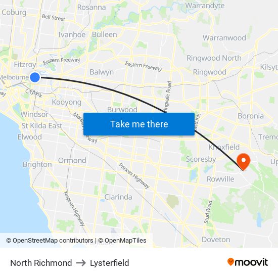 North Richmond to Lysterfield map